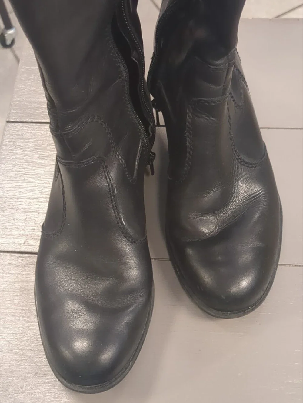 Naturalizer Black Over-the-Knee Leather Boots with Buckle